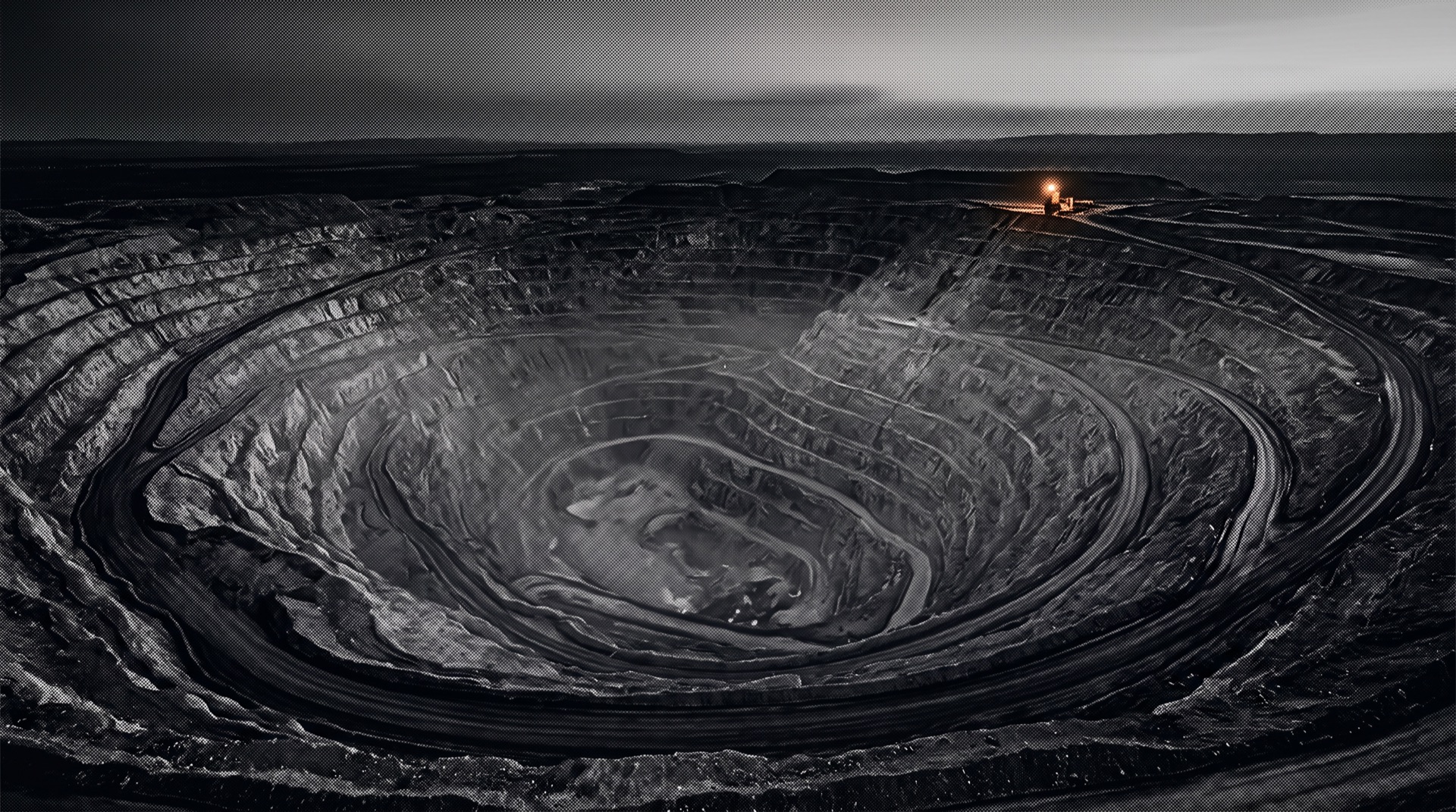 Open-pit copper mine at dawn