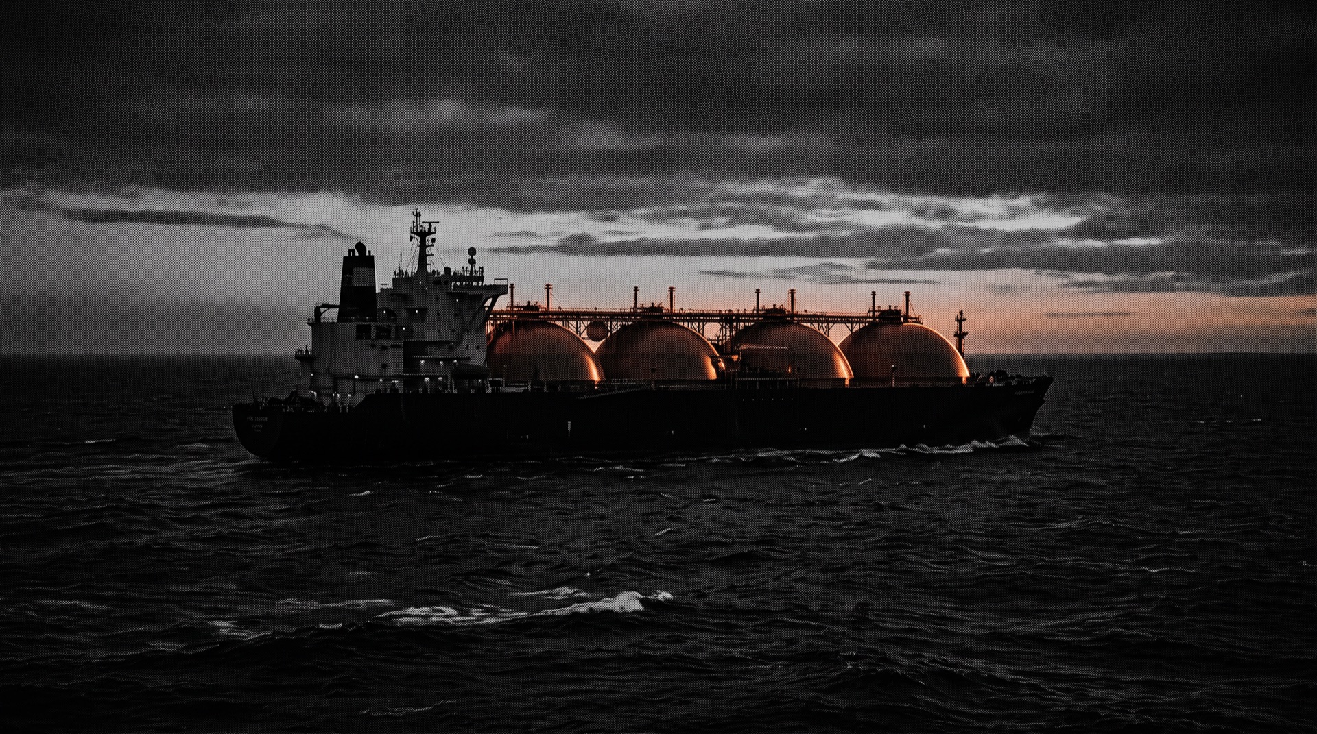 LNG carrier at dusk