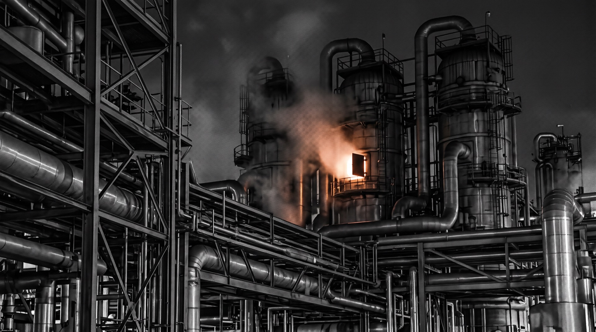Petrochemical plant at night